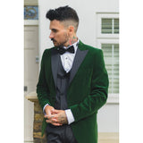 Blazer de esmoquin de terciopelo verde para hombre con solapas de satén, ideal para cenas, bodas y graduaciones. Traje de etiqueta.