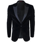 Blazer de esmoquin negro de terciopelo para hombre con solapas de satén para cena, boda o baile de graduación. Etiqueta negra.