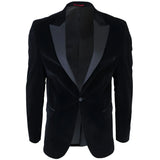 Blazer de esmoquin negro de terciopelo para hombre con solapas de satén para cena, boda o baile de graduación. Etiqueta negra.