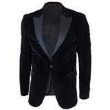 Blazer de esmoquin negro de terciopelo para hombre con solapas de satén para cena, boda o baile de graduación. Etiqueta negra.