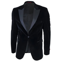 Blazer de esmoquin negro de terciopelo para hombre con solapas de satén para cena, boda o baile de graduación. Etiqueta negra.