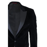 Blazer de esmoquin negro de terciopelo para hombre con solapas de satén para cena, boda o baile de graduación. Etiqueta negra.