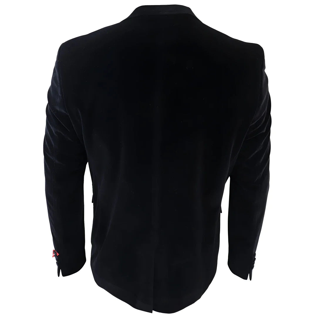 Blazer de esmoquin negro de terciopelo para hombre con solapas de satén para cena, boda o baile de graduación. Etiqueta negra.