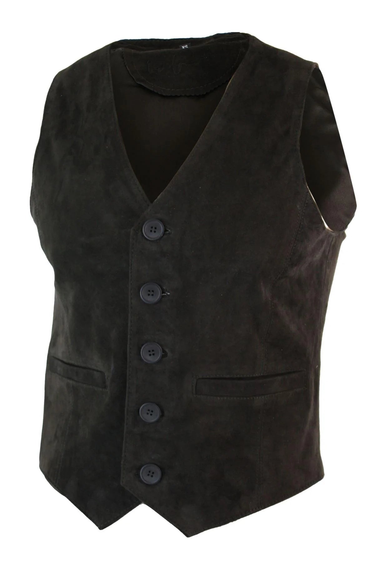 Chaleco de hombre, de ante auténtico, estilo retro vintage western, color marrón.
