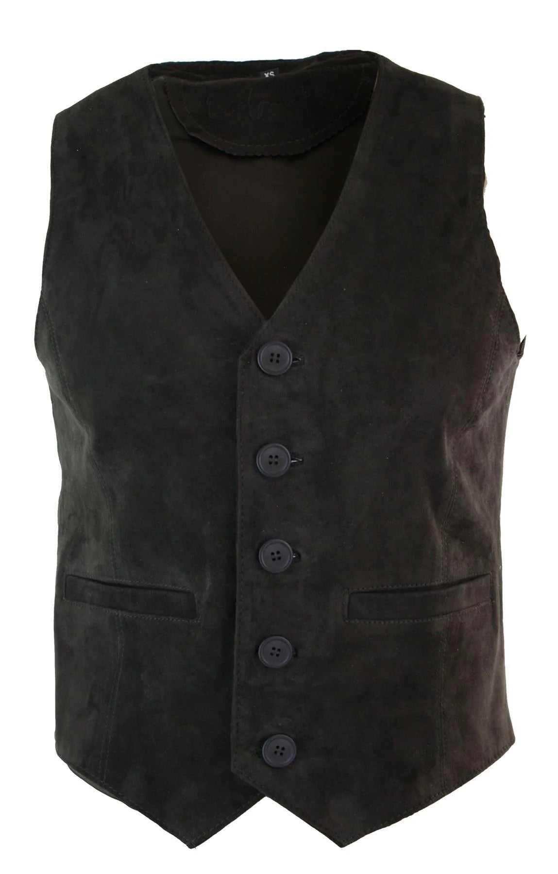 Chaleco de hombre, de ante auténtico, estilo retro vintage western, color marrón.
