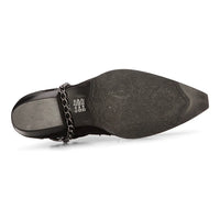 Botas vaqueras negras de estilo western para hombre, estilo vintage, con punta, de caballero, hasta el tobillo, de estilo campestre, de cuero auténtico.