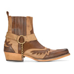 Botas vaqueras de hombre de estilo western, color marrón, estilo vintage, puntiagudas, estilo caballero, botines de campo, de cuero auténtico.