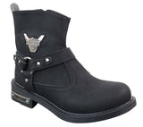 Botas vaqueras de motociclista para hombre, de cuero sintético PU y nobuk.