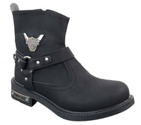 Botas vaqueras de motociclista para hombre, de cuero sintético PU y nobuk.
