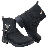 Botas vaqueras de motociclista para hombre, de cuero sintético PU y nobuk.