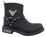 Botas vaqueras de motociclista para hombre, de cuero sintético PU y nobuk.