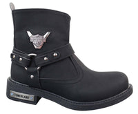 Botas vaqueras de motociclista para hombre, de cuero sintético PU y nobuk.