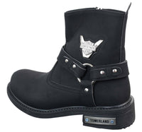 Botas vaqueras de motociclista para hombre, de cuero sintético PU y nobuk.