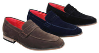 Fiorello 1807 - Zapatos de hombre de ante sintético sin cordones, diseño italiano, mocasines clásicos
