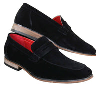 Fiorello 1807 - Zapatos de hombre de ante sintético sin cordones, diseño italiano, mocasines clásicos