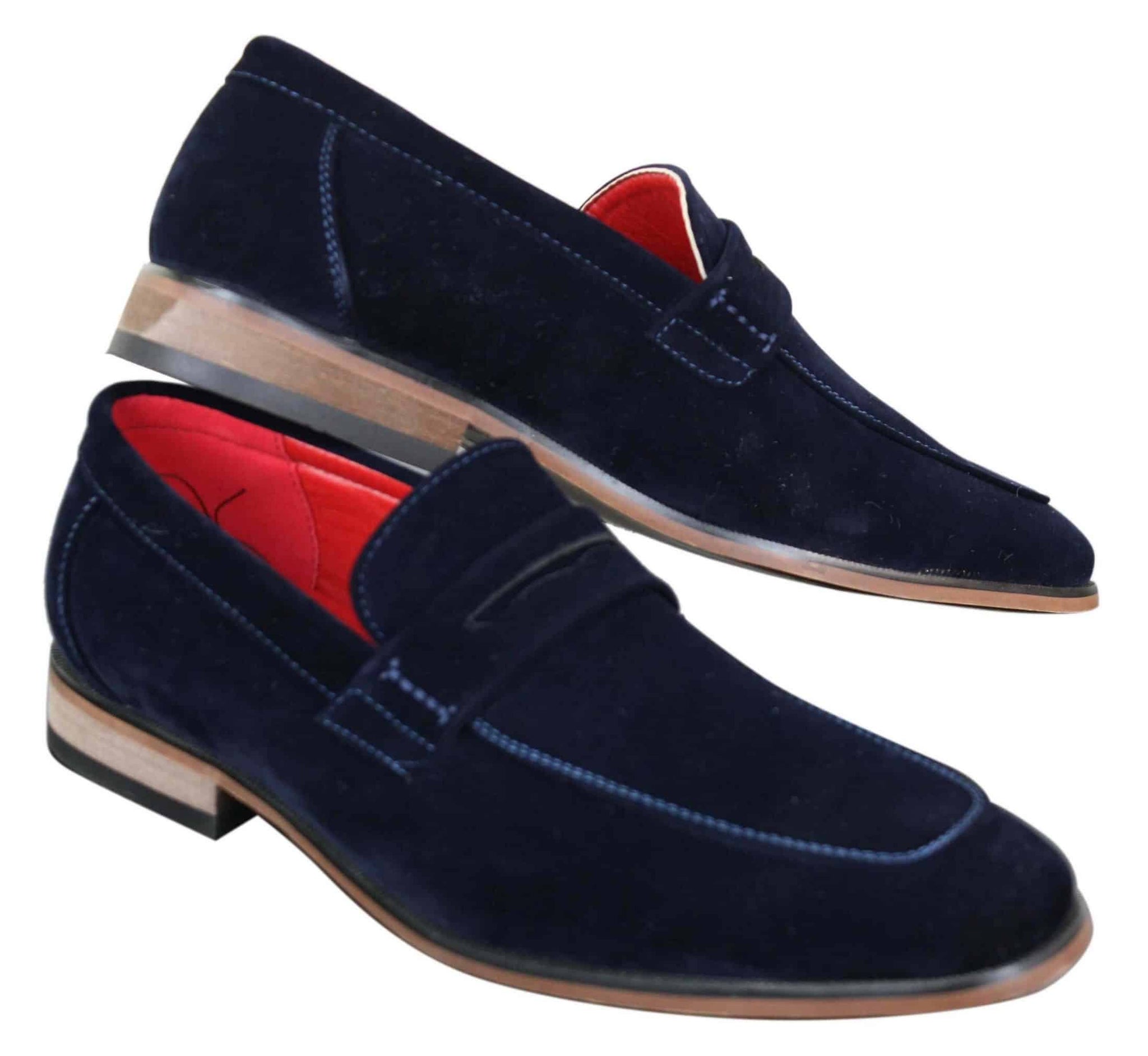 Fiorello 1807 - Zapatos de hombre de ante sintético sin cordones, diseño italiano, mocasines clásicos