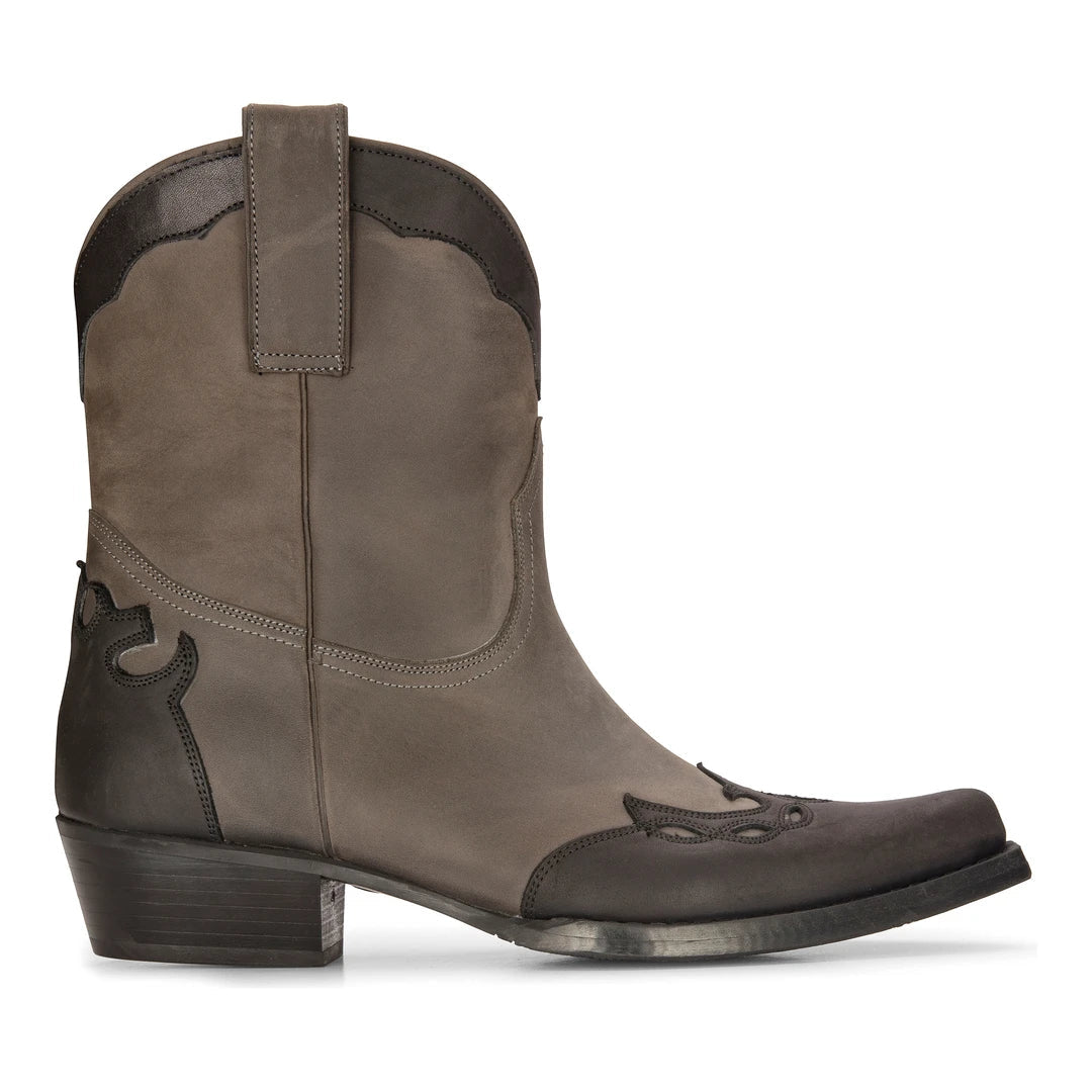 Botas vaqueras altas para hombre, de cuero auténtico, negras, para montar a caballo, bailar, cazar, estilo vaquero vintage, con punta afilada.