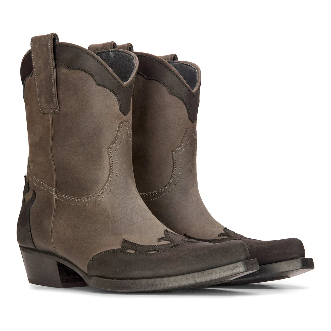 Botas vaqueras altas para hombre, de cuero auténtico, negras, para montar a caballo, bailar, cazar, estilo vaquero vintage, con punta afilada.