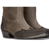 Botas vaqueras altas para hombre, de cuero auténtico, negras, para montar a caballo, bailar, cazar, estilo vaquero vintage, con punta afilada.