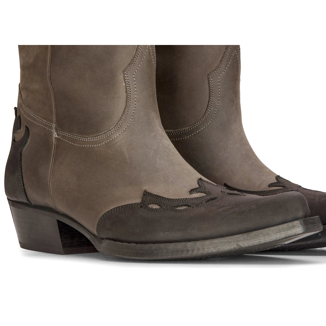 Botas vaqueras altas para hombre, de cuero auténtico, negras, para montar a caballo, bailar, cazar, estilo vaquero vintage, con punta afilada.