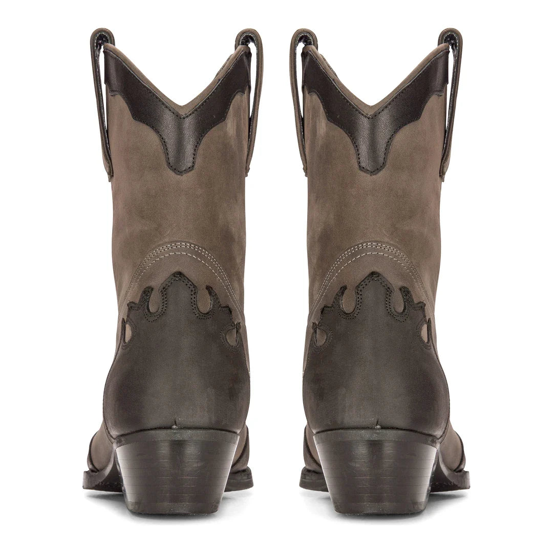 Botas vaqueras altas para hombre, de cuero auténtico, negras, para montar a caballo, bailar, cazar, estilo vaquero vintage, con punta afilada.