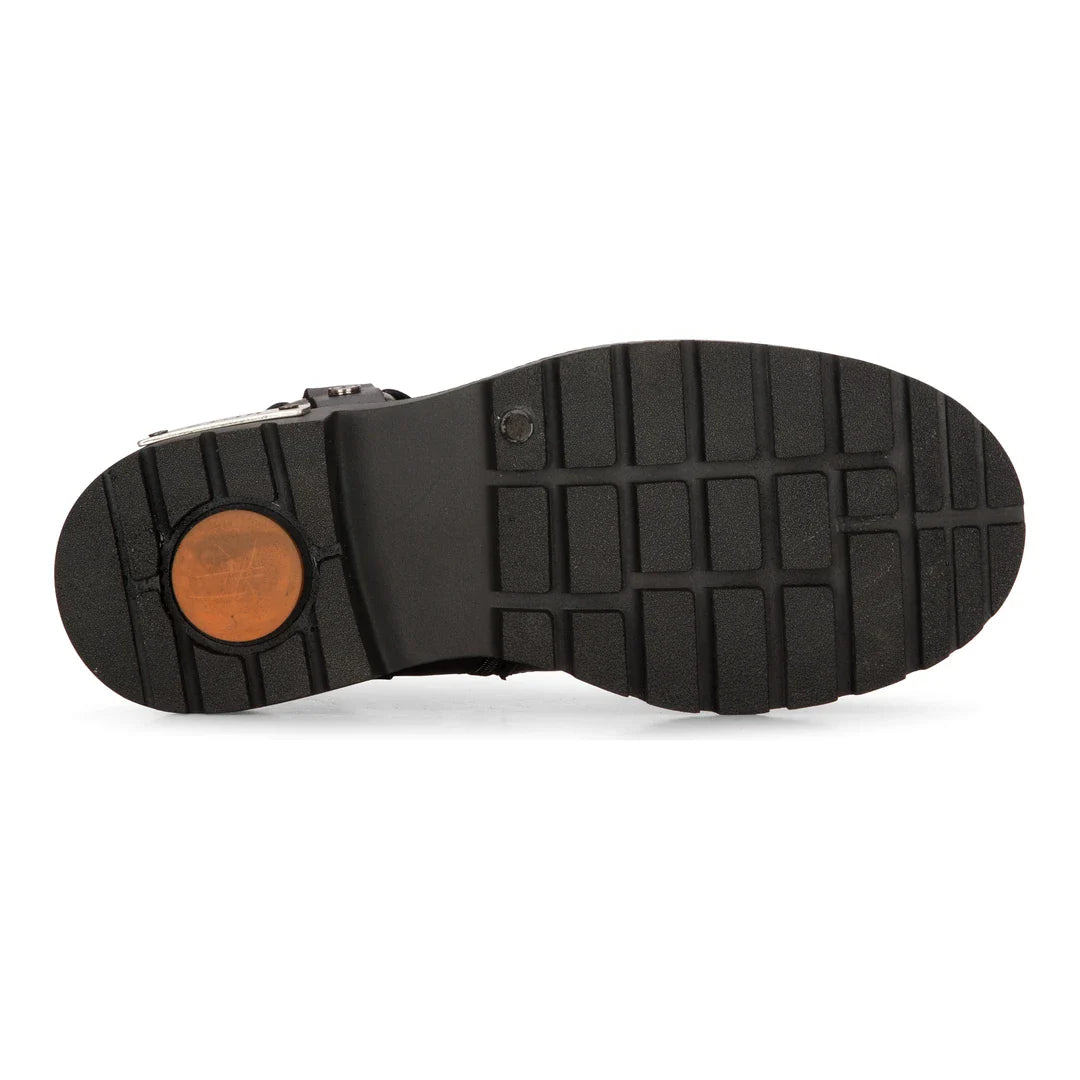 Botas de moto de cuero negro para hombre, estilo western rock punk, con puntera metálica.