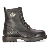 Botas de moto de cuero negro para hombre, estilo western rock punk, botines con cordones, estilo militar.
