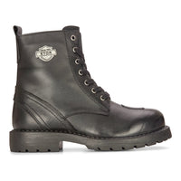 Botas de moto de cuero negro para hombre, estilo western rock punk, botines con cordones, estilo militar.