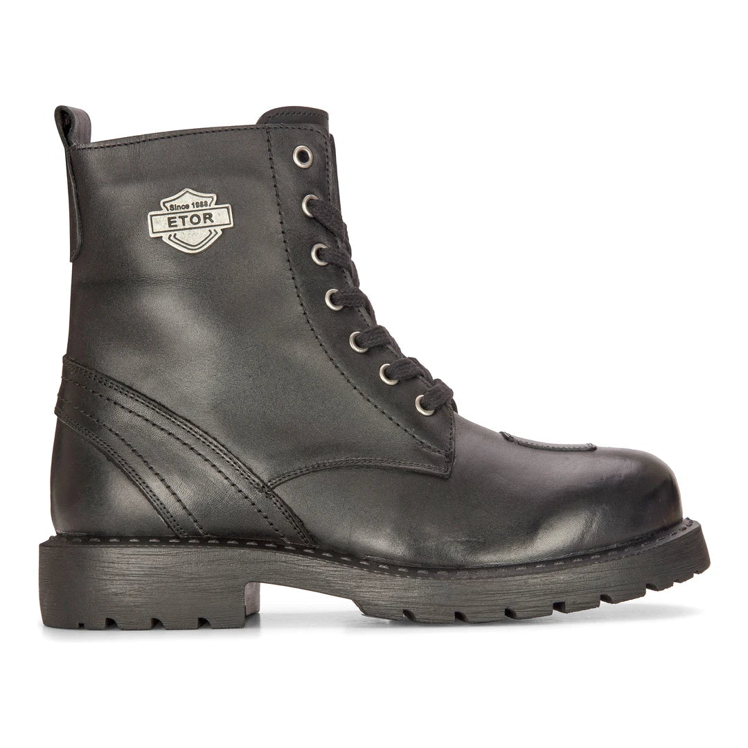 Botas de moto de cuero negro para hombre, estilo western rock punk, botines con cordones, estilo militar.
