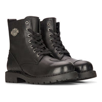 Botas de moto de cuero negro para hombre, estilo western rock punk, botines con cordones, estilo militar.