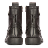 Botas de moto de cuero negro para hombre, estilo western rock punk, botines con cordones, estilo militar.