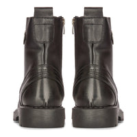 Botas de moto de cuero negro para hombre, estilo western rock punk, botines con cordones, estilo militar.
