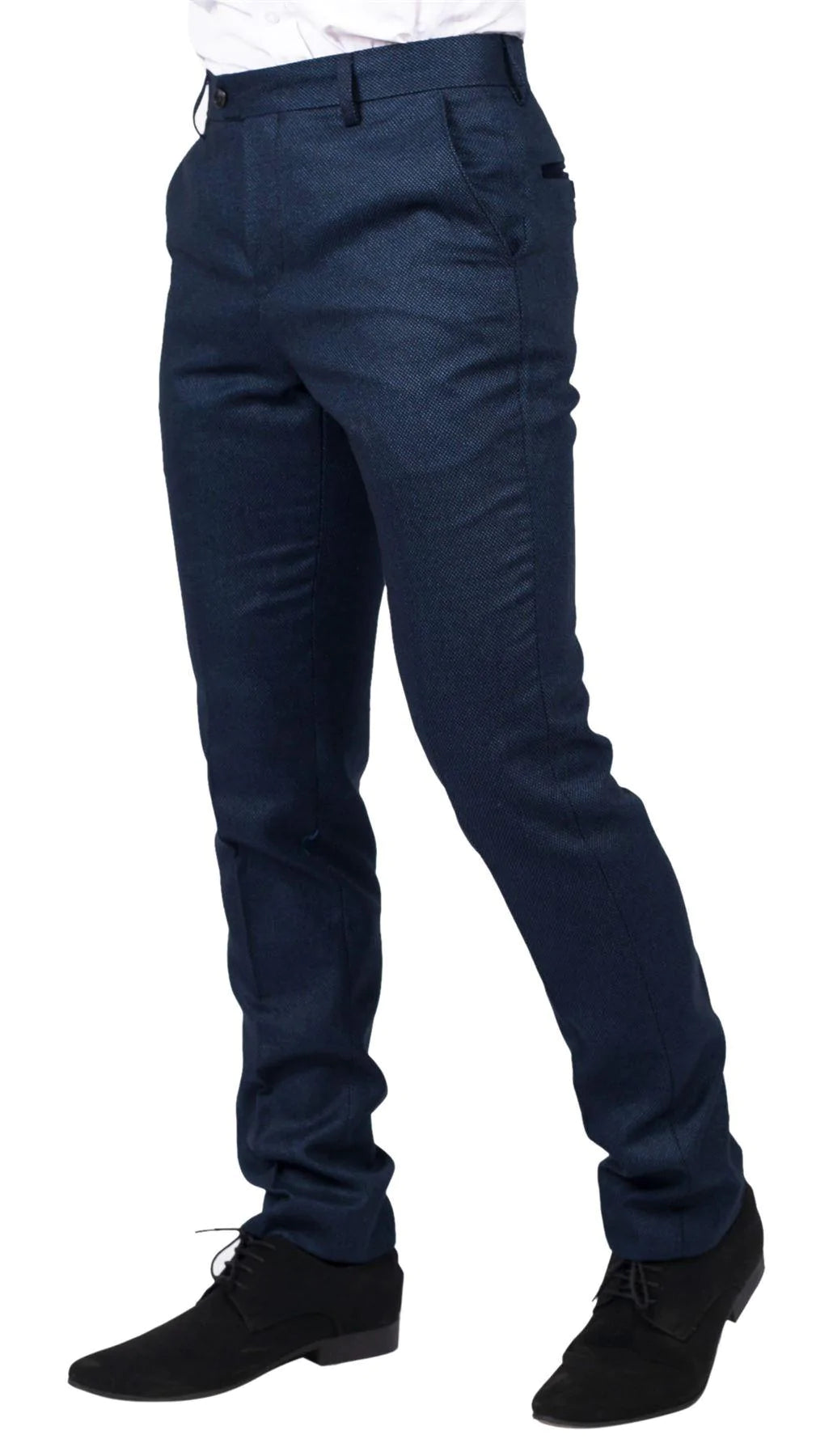 Arthur - Pantalones azul marino de ojo de perdiz para hombre
