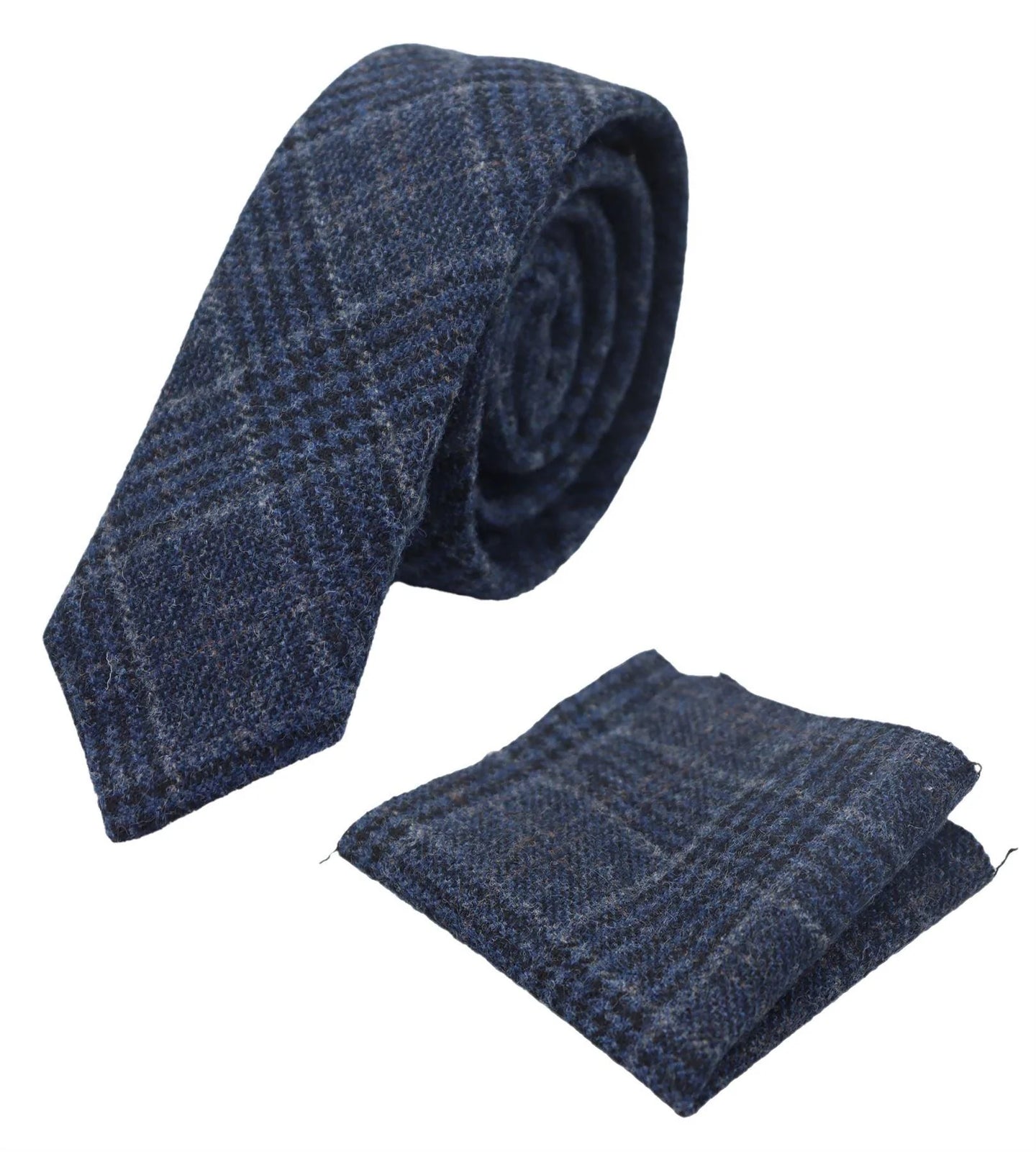 Comparar color Corbata de tweed para hombre con estampado de espiga Pañuelo de bolsillo a cuadros azul clásico