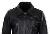 Chaqueta clásica de cuero negro-marrón para hombre
