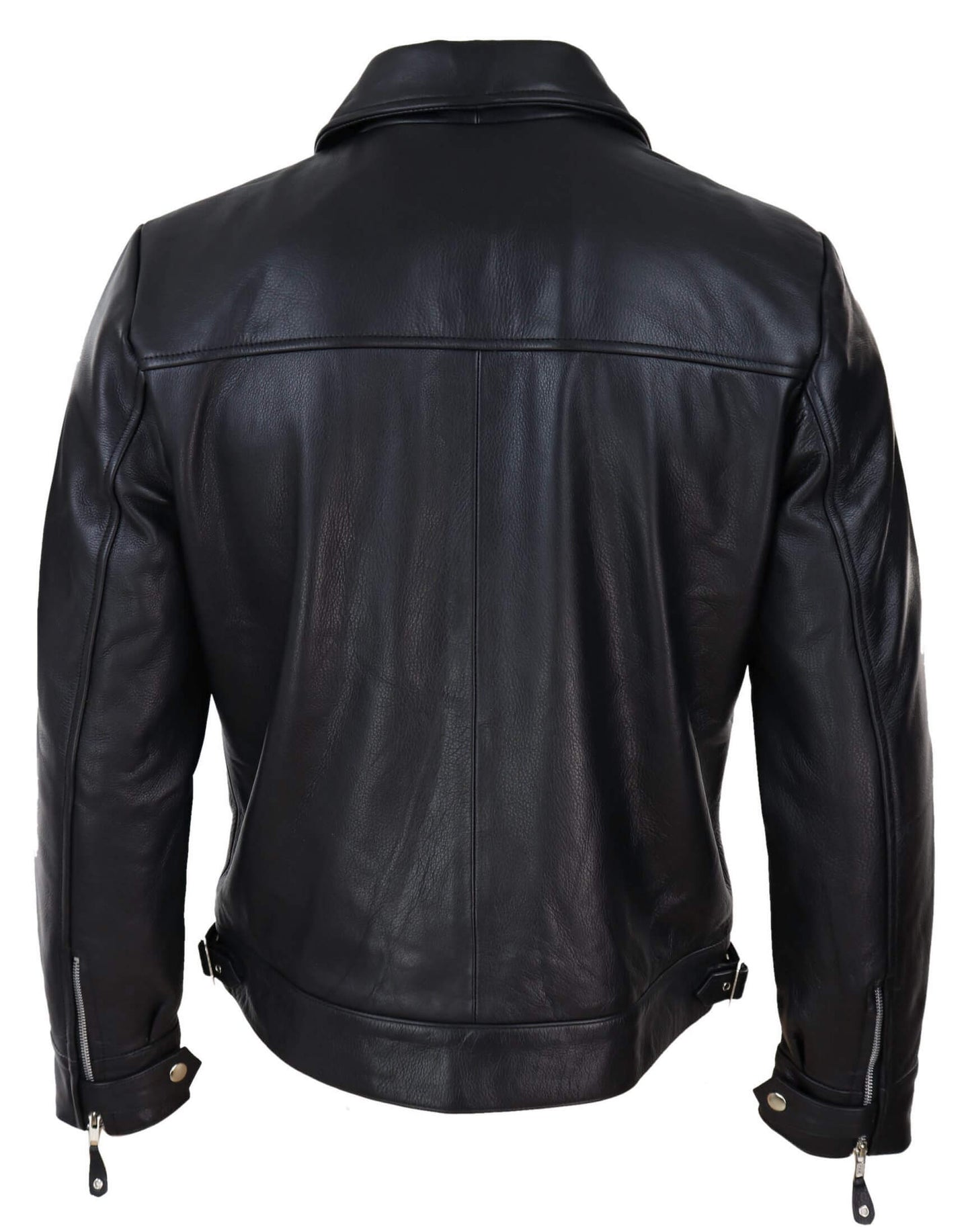 Chaqueta clásica de cuero negro-marrón para hombre