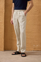Traje de dos piezas de lino beige para hombre, estilo safari, con cremallera frontal, para verano.
