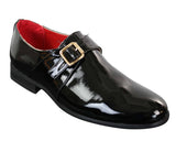 Fiorello 2322 - Zapatos de hombre de charol con hebilla, sin cordones, brillantes, elegantes, informales y formales, diseño italiano.