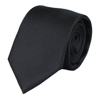 Conjunto de regalo de corbata negra texturizada de seda satinada con pañuelo de bolsillo, gemelos y corbata de satén mate.