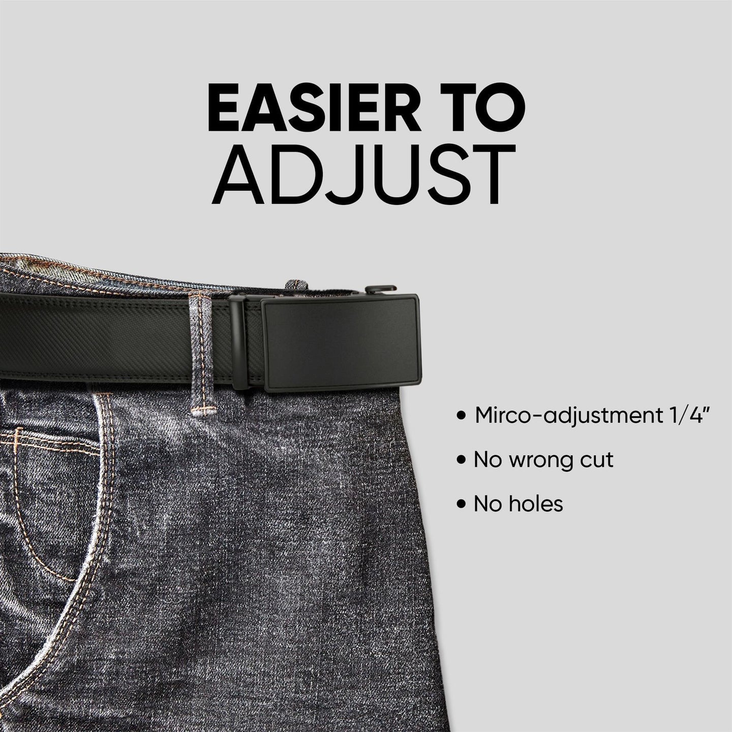 Cinturón de cuero negro para hombre, con cierre de trinquete, para pantalones vaqueros y vestidos, 35 mm de ancho, ajustable a cualquier talla.