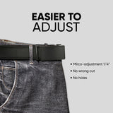 Cinturón de cuero negro para hombre, con cierre de trinquete, para pantalones vaqueros y vestidos, 35 mm de ancho, ajustable a cualquier talla.