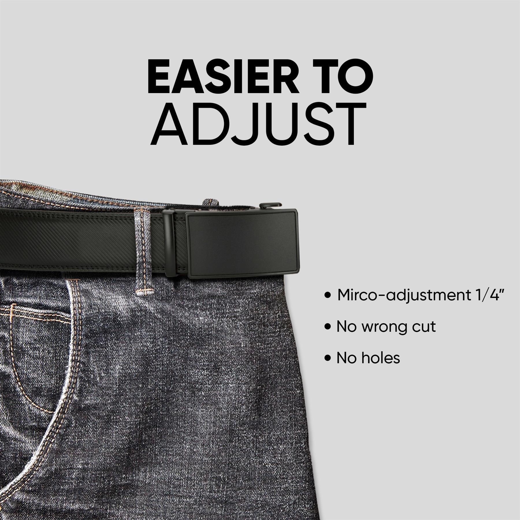 Cinturón de cuero negro para hombre, con cierre de trinquete, para pantalones vaqueros y vestidos, 35 mm de ancho, ajustable a cualquier talla.
