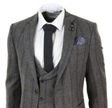 Traje de tweed de 3 piezas a cuadros grises