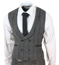 Traje de tweed de 3 piezas a cuadros grises