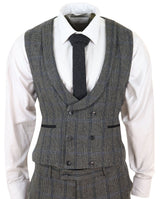 Traje de tweed de 3 piezas a cuadros grises