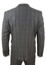 Traje de tweed de 3 piezas a cuadros grises