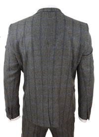 Traje de tweed de 3 piezas a cuadros grises