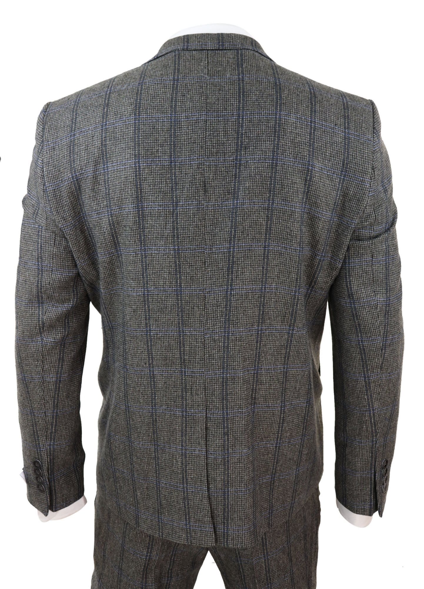 Traje de tweed de 3 piezas a cuadros grises
