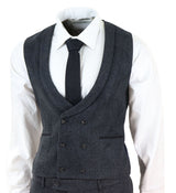 Traje de tres piezas de tweed gris oscuro