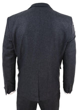 Traje de tres piezas de tweed gris oscuro